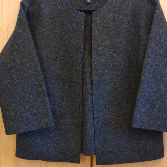 PETITES Eileen Fisher SZ PS Charcoal/60%Alpaca/Wool Jacket. - Picture 4 of 8